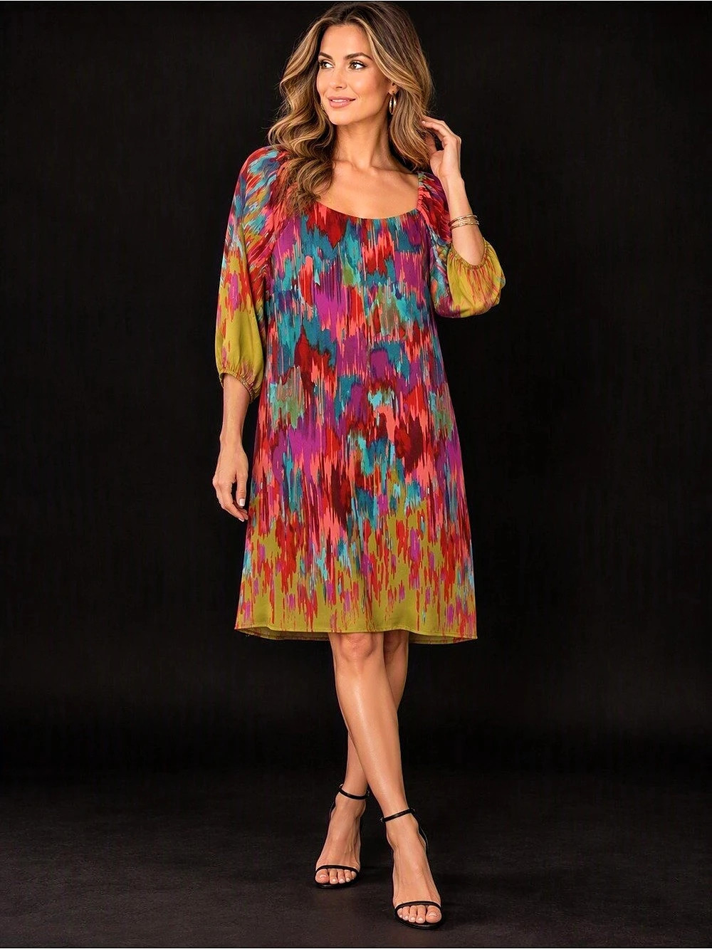 Tiana B. Abstract Print Mini Dress Green & Red Size 10
